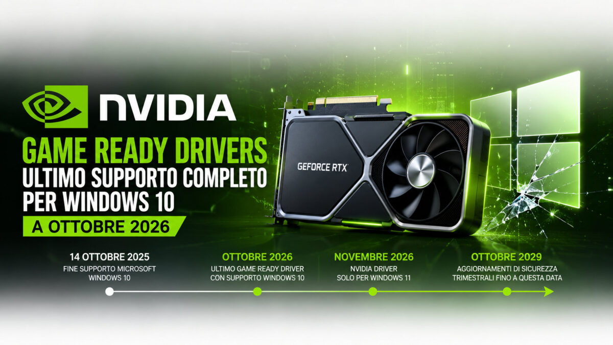 NVIDIA Game Ready Drivers: ultimo supporto Windows 10 a ottobre 2026