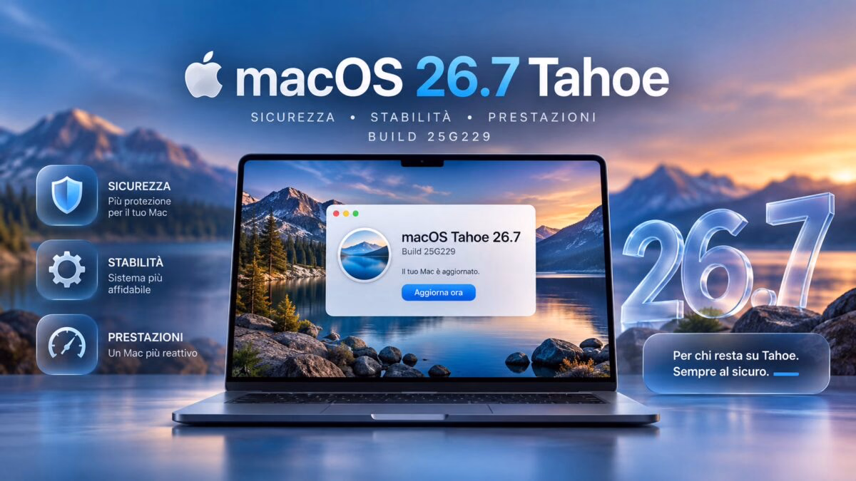 Apple rilascia macOS 26.7 Tahoe: build 25G229, novità, sicurezza e come aggiornare